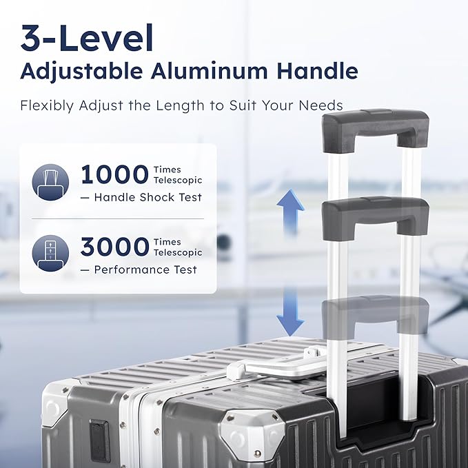 ALPHA CAMP 2 Piece Luggage Sets With Dual Layer Aluminum Frame, TSA Locks, 3-Layer PC 20" Carry-on 24" Checked Lightweight Hardside Zipperless Suitcase Sets, Type-C USB Charging Port, Cup Holder