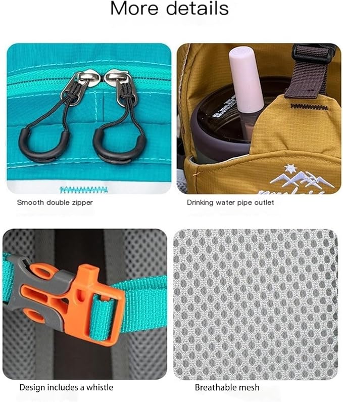Hiking Backpack Daypack for Outdoor Travel, Lightweight Pack with Multiple Compartments, Unisex for Camping and Daily Use (Orange)