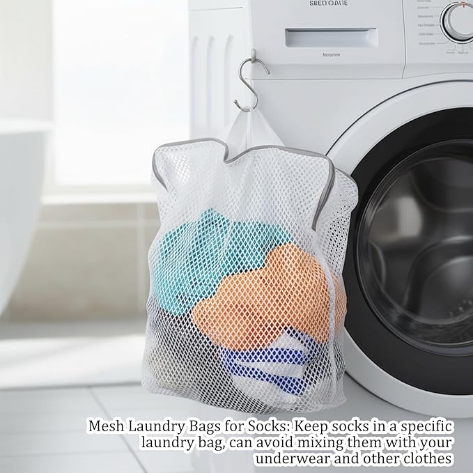 Sock Laundry Bag, Sock Bag for Washing Machine, Laundry Net Bag with 3 Sizes, Dacron Fabric, Mesh Wash Bags for Delicates, Undergarments, Bras