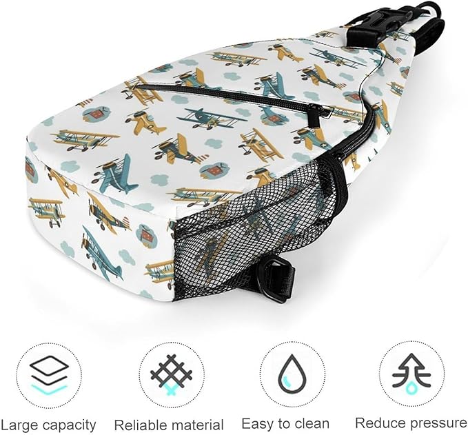 SWEET TANG Women's Cool Chest Bag Gym Sack Fashion Sling Shoulder Backpack Outdoor Sports Daypack Aircraft Cute Airplane, Multipurpose Adjustable Bag Small Camera Case for Daily Use