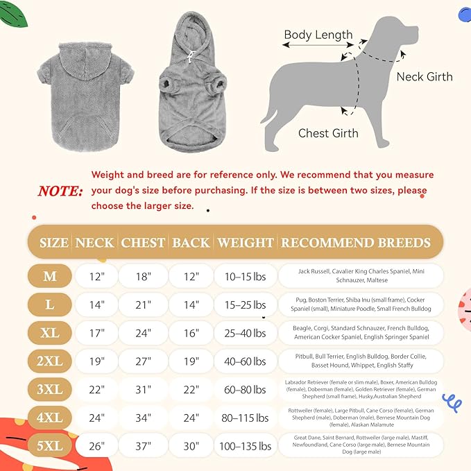 Dog Sweater,Dog Hoodies,Warm Fuzzy Fleece Sweatshirt with Hood & Pocket,Leash Hole,Cozy Cold Weather Pet Clothes Pet Sweater for Small,Medium,and Large Dogs(Grey,L)
