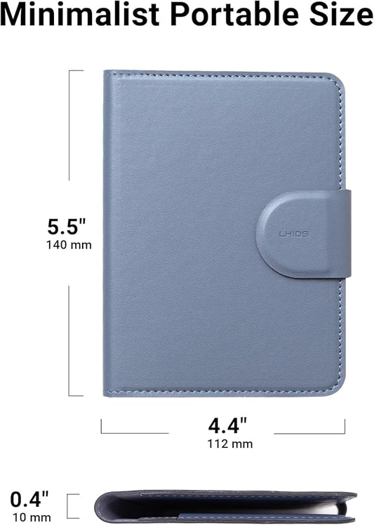 LHiDS Leatherette Passport Holder with RFID Protection, Premium PU Leather, Snap Button Closure, Travel Passport Wallet Cover for Passport, Boarding Passes, Business Cards, Cash (Midnight Blue)