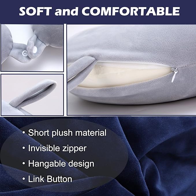 Travel Neck Pillow Cover, Neck Pillow Case, Pure, Soft and Smooh, Airplane Pillow Replacementt Cover Washable (Only Pillow Covers, no Filler)