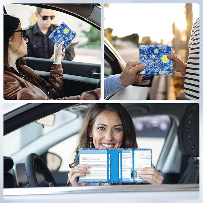 Car Registration and Insurance Card Holder，Vehicle Glove Box Car Organizer，Accessories Case for Storing Driving Licences, Cards, Documents