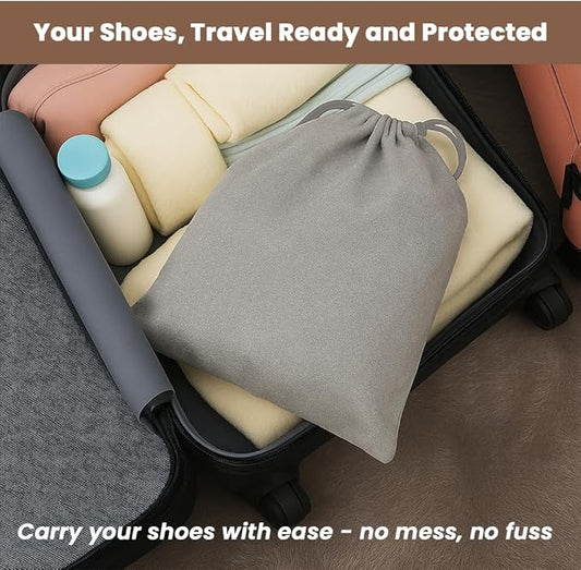 LFH Cotton Rich Shoe Storage Bags with Drawstring, Dustproof Breathable Reusable Organizer, Perfect For Travel, Dorm, Hotel, College, Gym, Easy to Carry, Machine Washable 12"x17" (Pack of 2) - Grey