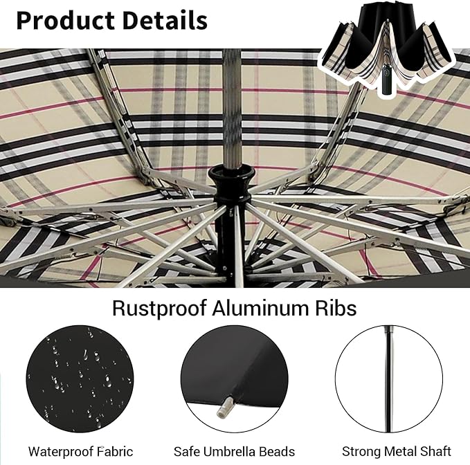 LLanxiry Compact Travel Umbrella, 44" Canopy, Automatic Open/Close Windproof Umbrella, 210T Pongee, 8-Rib Fiberglass, Travel Size Mini, Portable Rain/Sun Umbrellas UPF 50+ with Cover