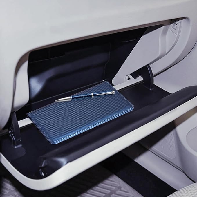 CoBak Car Registration and Insurance Holder - Vehicle Glove Box Car Organizer,Auto Truck Comparment Accessories Case with Magnetic Closure for Driver License,Cards, Carbon Blue