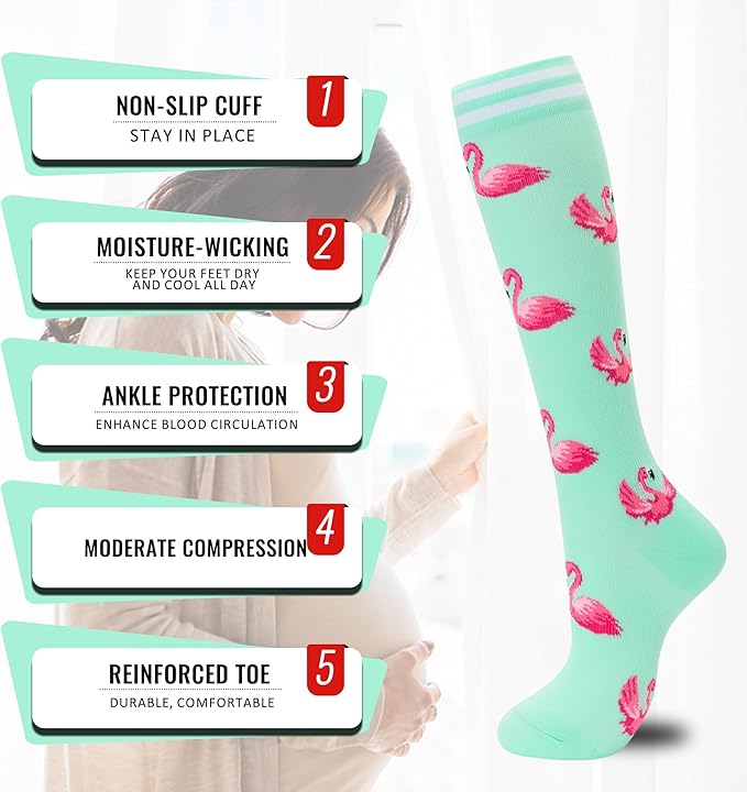 fenglaoda Compression Socks for Women Men 3 Pairs Graduated Compression Support Circulation Socks for Nurses
