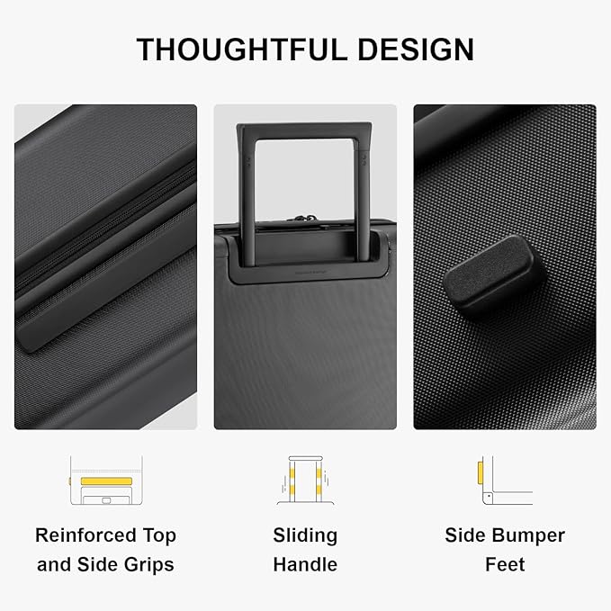 LEVEL8 Carry on Luggage Airline Approved, Small Carry on Suitcases with Wheels, Lightweight Hardside Textured Luggage for Travel, Tsa Approved, 20-Inch, Dark Grey