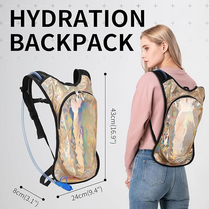 Roptat Hydration Backpack Pack with 2L Hydration Bladder - Lightweight Water Backpack Water Pouch for Women Men Running Riding Biking Music Festival