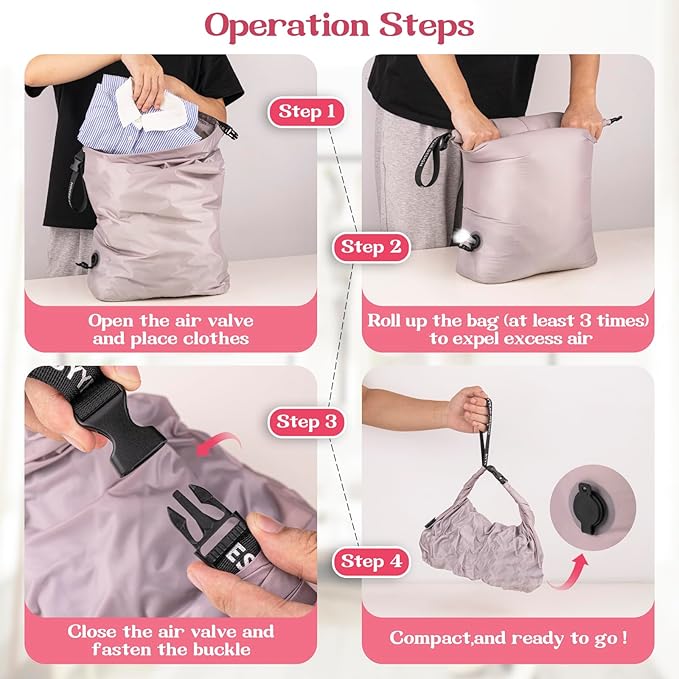 Travel Laundry Bag for Dirty Clothes, Waterproof Travel Compression Bags for Packing, Moisture-resistant Vacuum Storage Bag, Space-Saving Laundry Storage Organizer for Cruise, Swimming, Gym