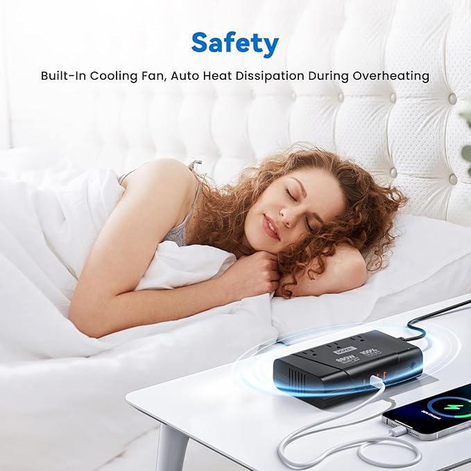 DOACE 800W Universal Travel Adapter: 220V to 110V Pure Sine Wave, EU Step-Down Transformer for 200+ Countries, 3 Outlets & 4 USB, Compatible with Phones, Hair Straighteners, Cameras