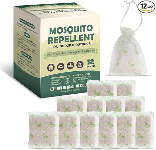12 Pcs Mosquito Repellent for Patio, Mosquito Repellent Pouches, Mosquito Deterrent Indoor Outdoor, Mosquito Control, Keep Mosquitoes Away from Home Patio Camping