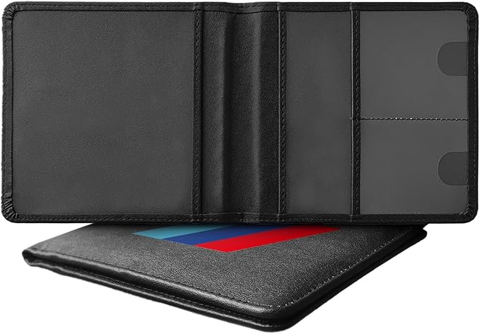 Tri-Color Sports Car Leather Registration and Insurance Holder, Vehicle Glove Box Car Organizer, with Magnetic Shut for Cards, Driver License for 3 Colors Cars Owner