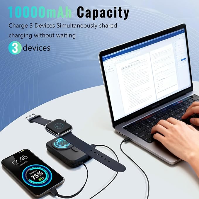 Magnetic Wireless Power Bank,10000mAh Portable Charger with Stand 22.5W MagSafe Fast Charging, Magnet Wireless Battery Pack Travel Essentials Power Bank Compatible with iPhone 17/16/15/14/13/12 Series