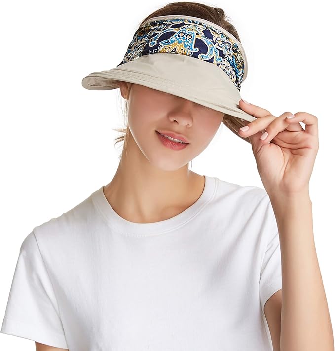 icolor Women Sun Hats UPF 50 Sun Protection Hat Summer Outdoor Neck Shield Flap Visor Hat Ponytail Hats Wide Brim Beach Hat