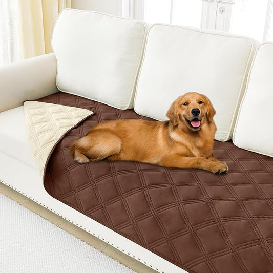 Smiry Waterproof Dog Bed Cover Blanket 30x70, Soft Reversible Pet Blanket, Washable Leakproof Cats Dogs Couch Cover for Sofa, Couch, Furniture, Lattice, Brown/Beige
