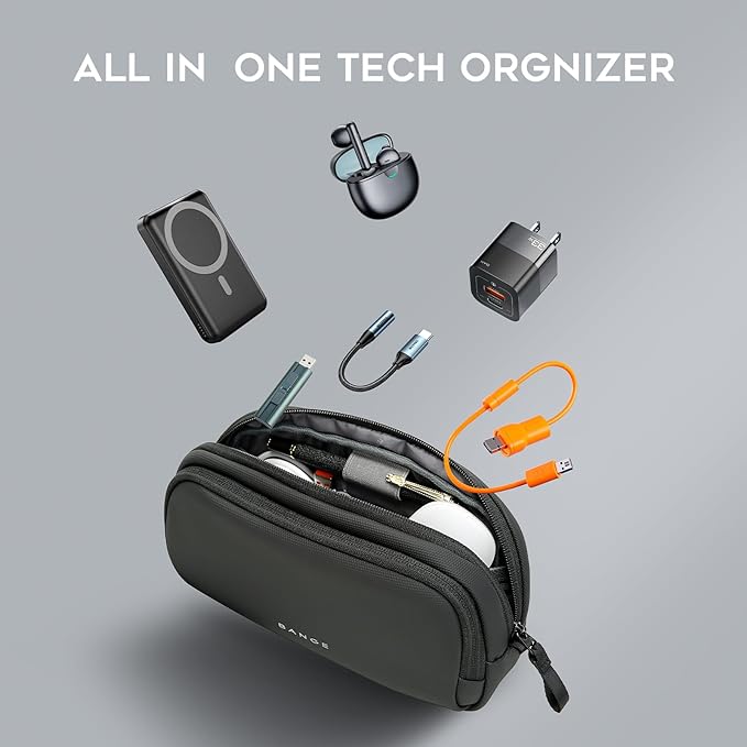 BANGE Electronics Organizer Travel Case, Water Resistant Travel Bag, Tech Pouch Accessories Organizer for Cable,Cord, Phone, Cables, Airpods, USB Flash Drive, Daily Items