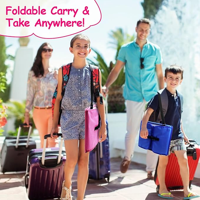 Julaiwy Car Seat Tray for Kids Travel, Carseat Tray for Toddler Road Trip Activities, Car Trays for Kids Road Trip Essentials, Travel Trays for Airplane, Toddler Car Seat Lap Table - Pink
