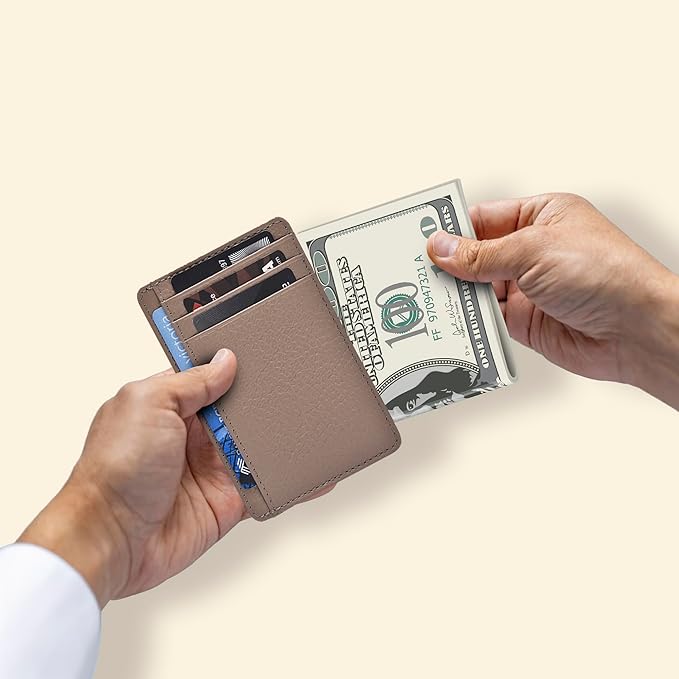 Oak Leathers Leather Slim Minimalist Wallet for Men & Women RFID Front Pocket Leather Card Holder Wallets
