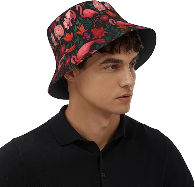 Unicorn and Pink Flower Fisherman Hat Summer Foldable UV Protection Sun Hat