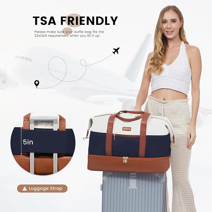 LOVEVOOK Weekender Bag, Large Travel Duffel Bag for Women with 2 Packing Cubes, Carry on Overnight Bag with Shoe Compartment, Mom Hospital Bags for Labor and Delivery