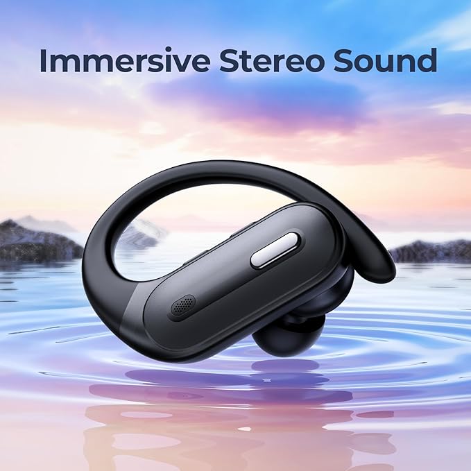 Active Noise Cancelling Wireless Earbuds Bluetooth Headphones 90 Hrs Playtime Ear Buds with Hi-Res Stereo Deep Bass Power Display Earphones with Earhooks Waterproof Transparency Headset for Sports/Gym
