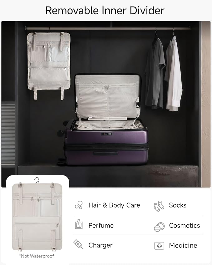 LUGGEX Checked Suitcase with Spinner Wheels, FLO5 Expandable Polycarbonate Hard Shell Suitcase with TSA Approved Lock (FX-Core, Purple, 28 Inch)