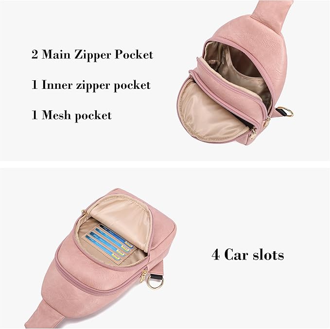 INICAT Crossbody Sling Bags Fanny Packs Valentine's Day Gifts Vegan Leather Travel Vacation Essentials Purses Women