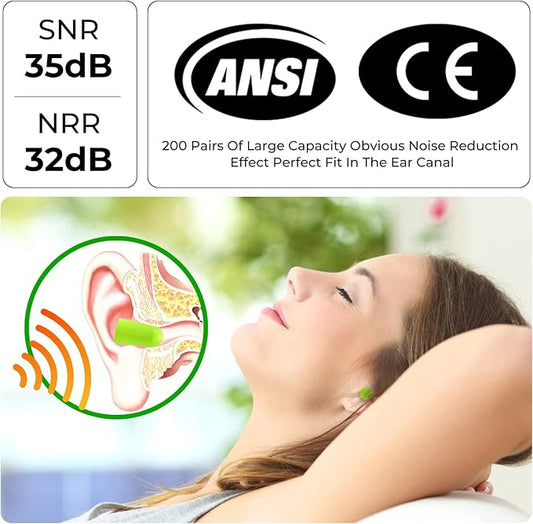 500Pairs Foam Earplugs, 32dB Disposable Noise Reduction Ear Plugs, Hearing Protection Bulk Ear Plugs for Shooting Range, Work, Travel,Concert Green