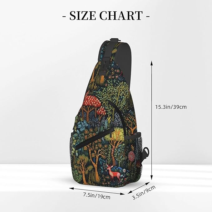 Botanical Mushroom Sling Backpack Crossbody Bag Casual Chest Bags Travel Hiking Daypack Shoulder Bag for Women Men