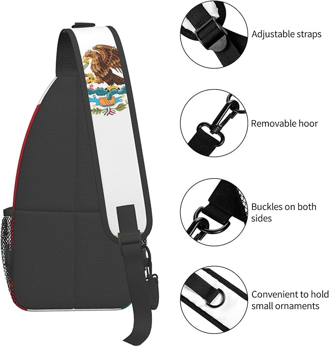 GJXFLSY Mexico Flag Sling Backpack Crossbody Bag Casual Chest Bags Travel Hiking Daypack Shoulder Bag for Women Men