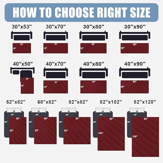 Smiry Waterproof Dog Bed Cover Pet Blanket, Soft Washable Dog Blanket for Furniture Bed Couch Sofa Reversible, Checkered (40"x70", Wine Red/Beige)