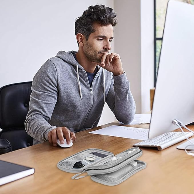 Skycase Electronic Organizer Travel Case - Waterproof Travel Cord Pouches for Organization, Cable Organizer, All-in-One Double Layers Storage Bag for Accessories, Charger, Cable, Black-1