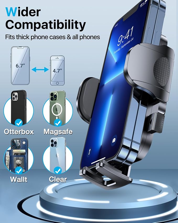 2025 Ultimate Car Phone Holder【80+LBS Strongest Suction & Military-Grade】 Universal Cell Phone Holder Truck Car Mount for Dashboard Windshield Air Vent for iPhone 17 16 Pro Max 15 Samsung 2pcs,Blue