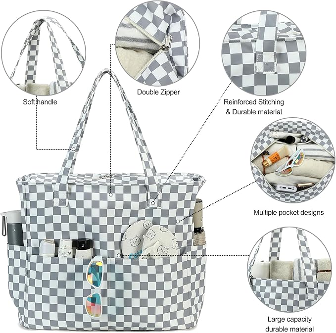 Bluboon Waterproof Beach Tote Pool Bags for Women Ladies Extra Large Carry On Bag With Wet Compartment for Weekender Travel