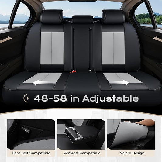 Coverado Car Seat Covers Full Set, Car Seat Protector Waterproof, Nappa Leather Car Seat Cushion, Seat Covers for Cars, Front Seats and Back Universal Fit for Most Cars