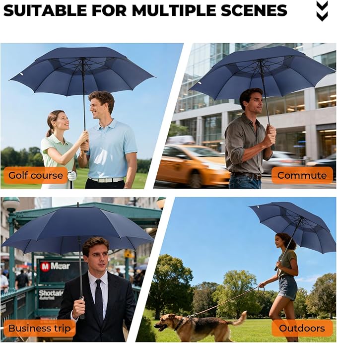 ZDSSM Automatic Open Golf Umbrella, 54/62/68/72 inch Extra Large Oversize Double Canopy Vented Stick Umbrellas, Windproof Waterproof Umbrella for Men And Women
