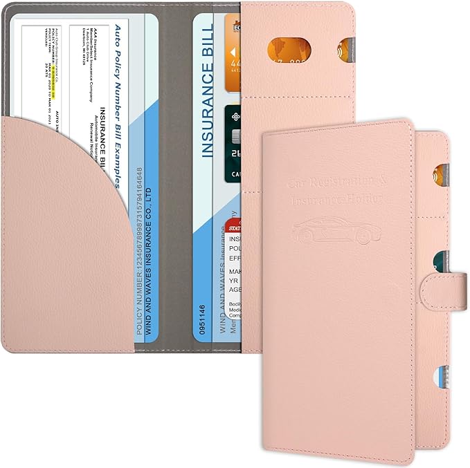 RSAquar Vehicle Glove Box Organizer - Car Document Holder for Cards, Driver License & Essential Documents, JD-Rose Gold