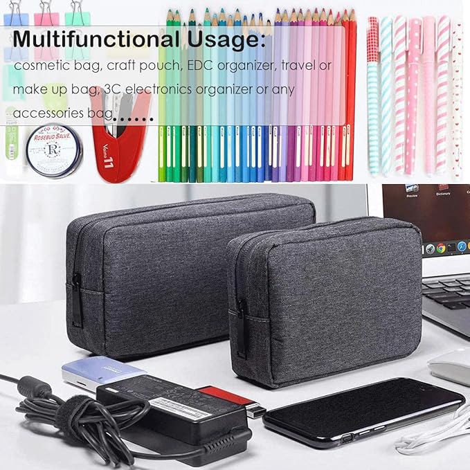 Electronics Organizer Travel Case, Travel Cable Organizer Pouch Electronic Accessories Carry Case Portable Waterproof Storage Bag for Hard Drive, Cord, Charger, Mouse (Small+Big, Dark Gray)
