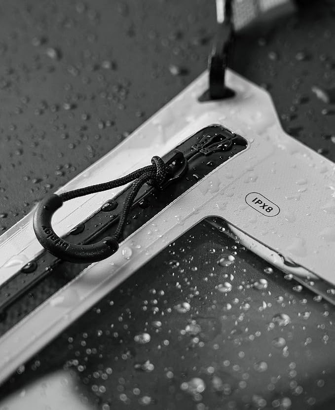 bitplay AquaSeal IPX8 Waterproof Phone Pouch, Outdoor Dry Bag with Adjustable Lanyard for Universal Phone Case, Cement Grey