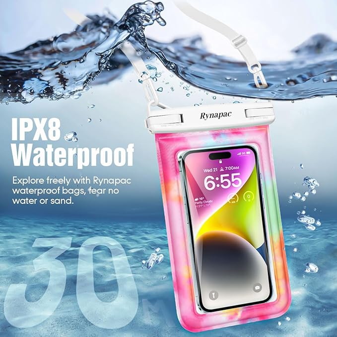 [Floatable] Waterproof Phone Pouch 2 Pack - [Up to 8.5"] IPX8 Floating Waterproof Phone Case Dry Bags with Adjustable Lanyard for Beach Vacation Travel Cruise Ship Pool Kayak Essentials