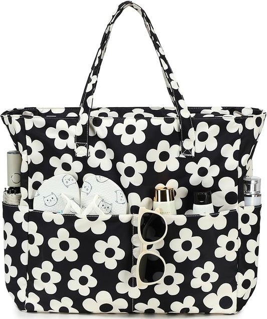 Bluboon Waterproof Beach Tote Pool Bags for Women Ladies Extra Large Carry On Bag With Wet Compartment for Weekender Travel