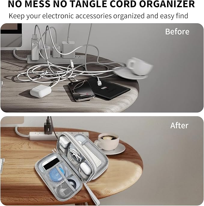 SMONT Cord Cable Organizer Travel Charger Bag Electronic Pouch Case Grey