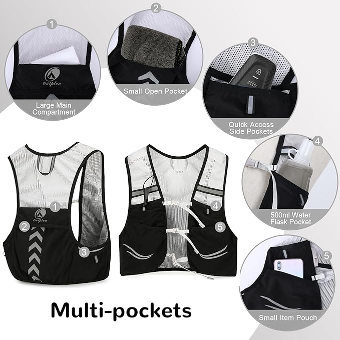 Running Vest for Men with 2 pcs 500ml Water Bottle, Hydration Vest for Running Women, Lightweight Runner Water Vest