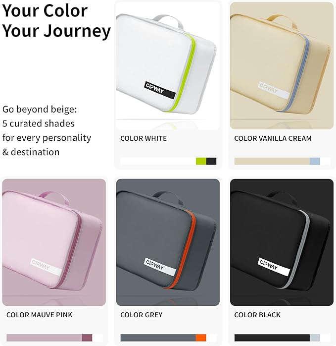 Cipway 5 Set Packing Cubes for Travel Suitcase Organizer for Accessories Luggage Carry On Suitcase Lightweight Black