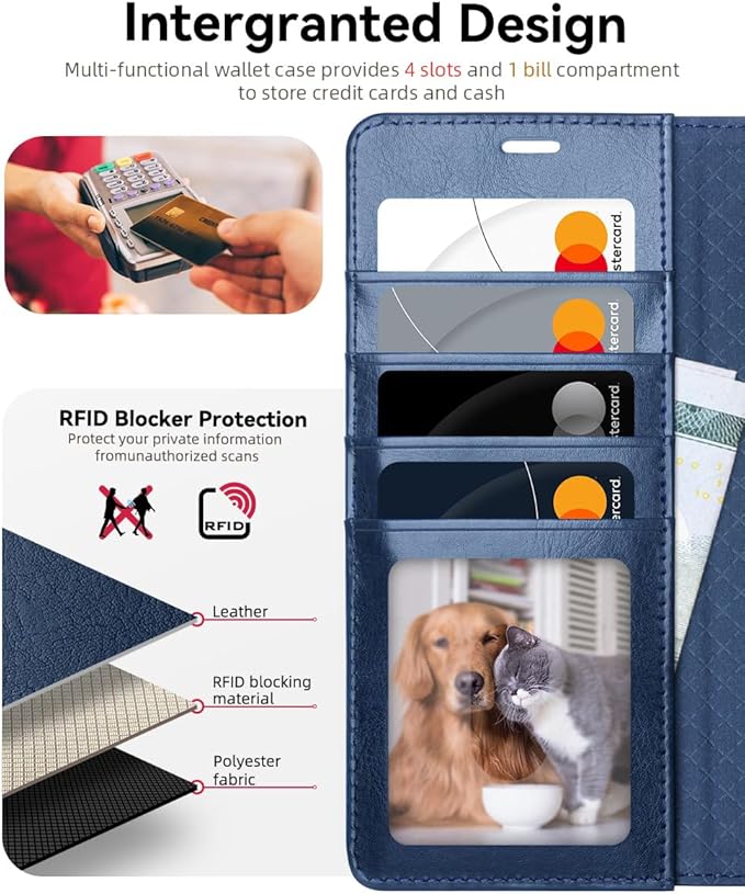 OCASE Compatible with Galaxy S25 Ultra Wallet Case, PU Leather Flip Folio Case with Card Holders RFID Blocking Kickstand [Shockproof TPU Inner Shell] Protective Phone Cover 2025, Blue