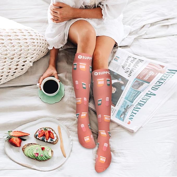 Bluemaple 6 Pack Copper Compression Socks for Women and Men Circulation-Best Support for Medical, Running,Nursing,Athletic