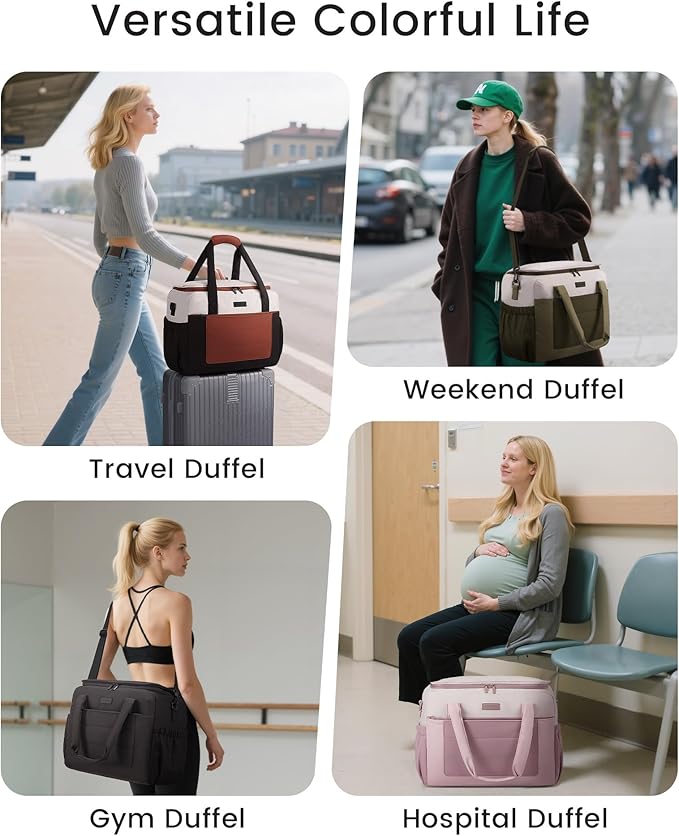 LOVEVOOK Weekender Bags for Women,Carry on Duffle Bag for Travel, Water-resistant Gym Bag with Wet Pocket,Overnight Travel Bag (Black, XL)