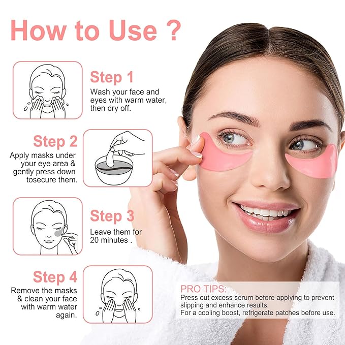 LAVONE Eye Mask - 30 Pairs Rose Under Eye Patches Skin Care Products,Eye Masks Skincare for Dark Circles and Puffiness, Reduce Wrinkles, Eye Bags and Fine Lines, for Women and Man